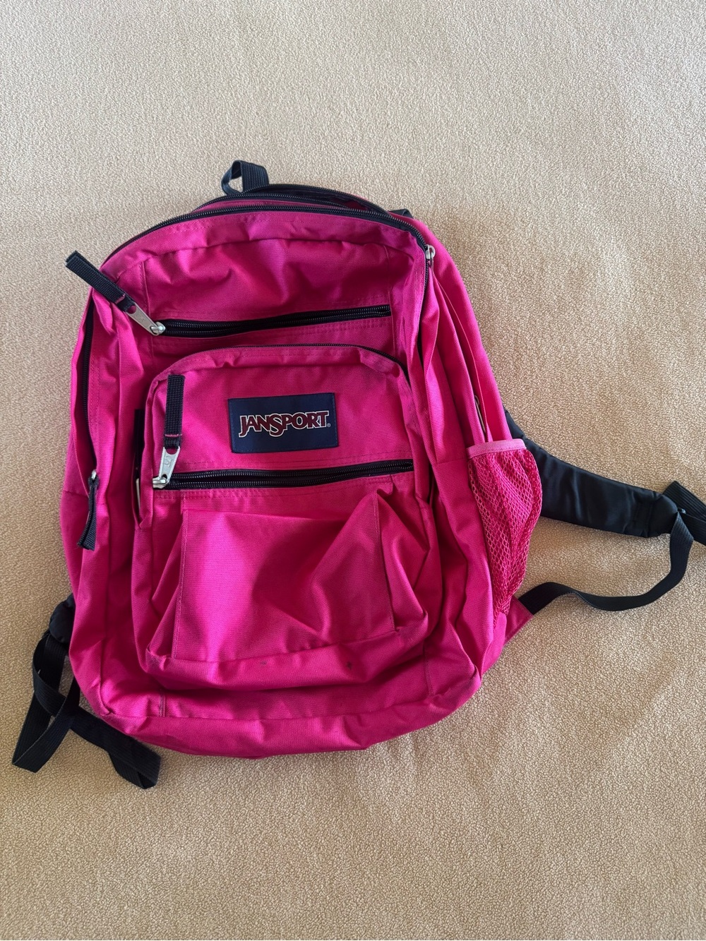 Jansport Hot Pink Campus Backpack with Black Accents